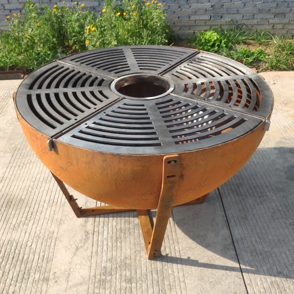 Picnic Cooking Barbecue In Corten Set Burner Ring